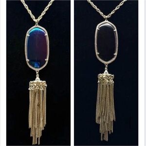 Kendra Scott Black Iridescent Rayne Necklace | Two Sided | Gold Tone